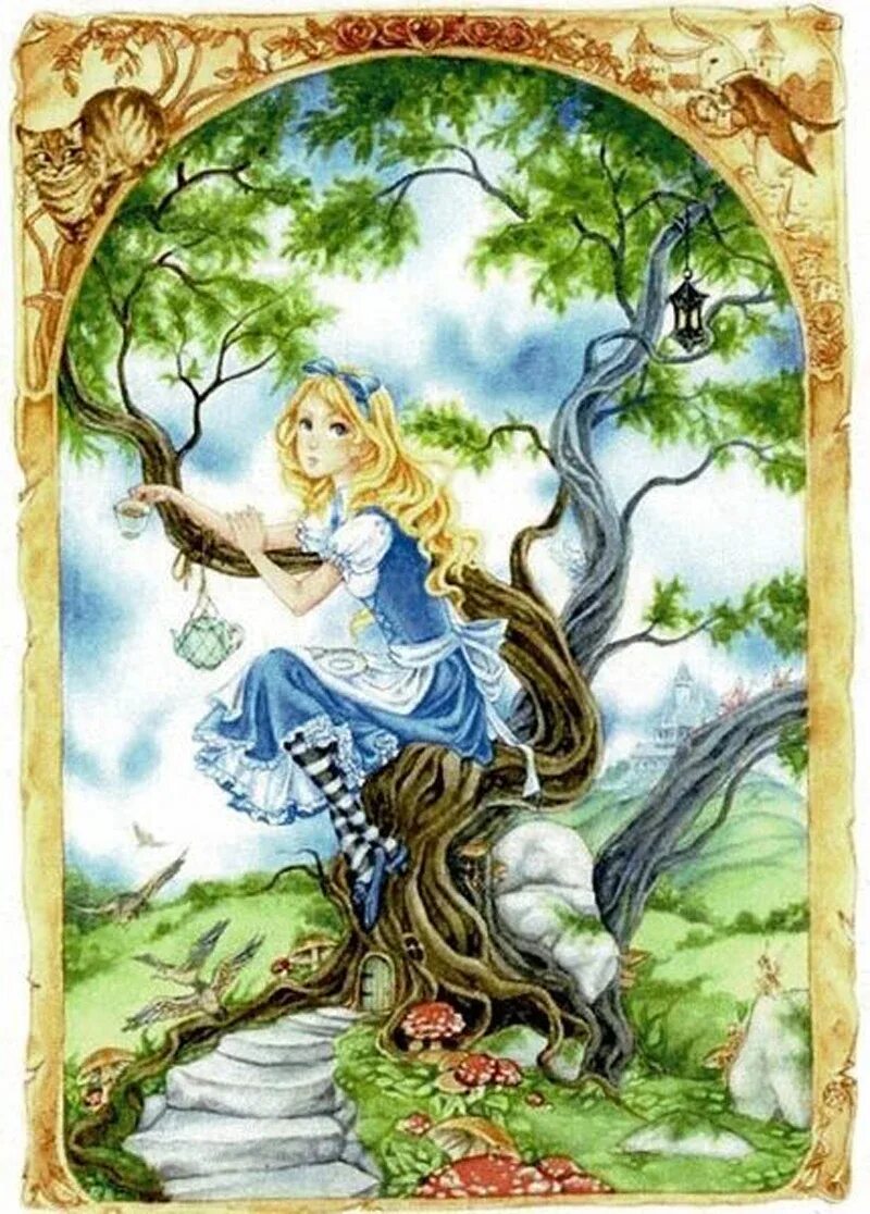 Alice fairy. ХАЕД Алиса в стране чудес. Картина Алиса в стране чудес. Алиса в стране чудес дерево. Вышивка крестом Fairy Tales.
