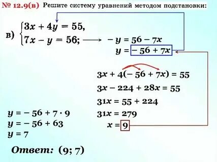 Системы способом подстановки 7 класс