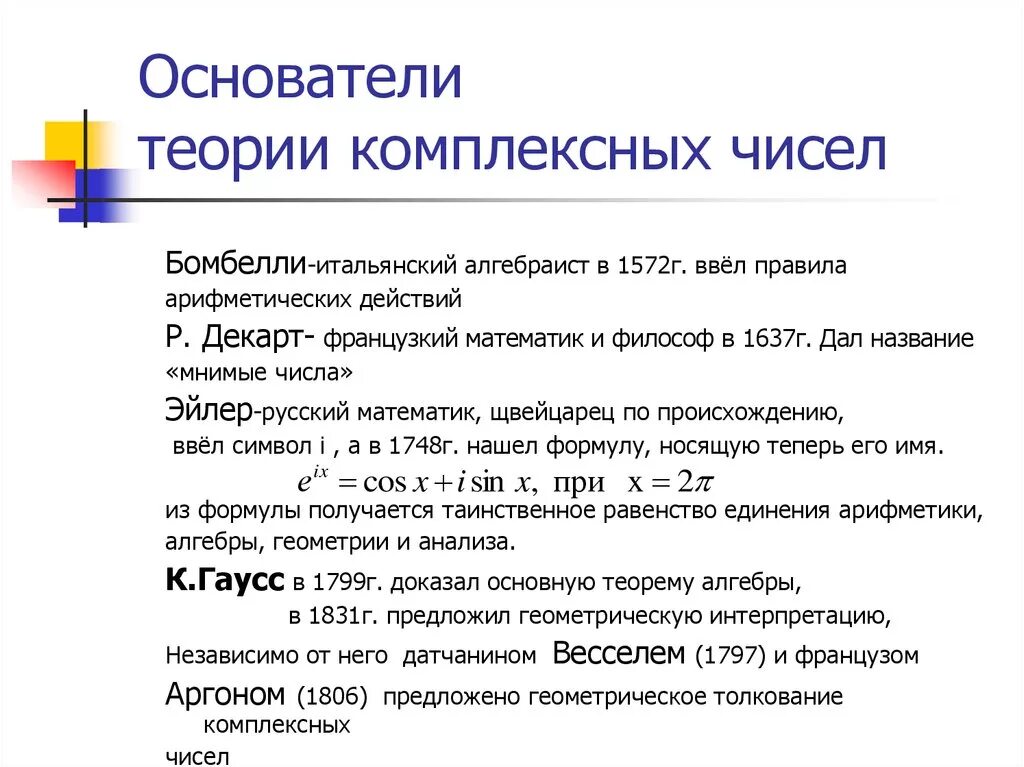 История возникновения комплексных чисел. Основы теории комплексных чисел. Комплексные числа теория. История появления комплексных чисел кратко.