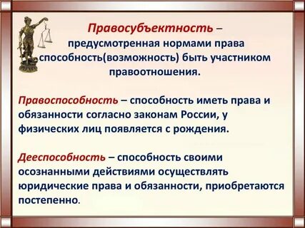 Определение понятий дееспособность и правоспособность