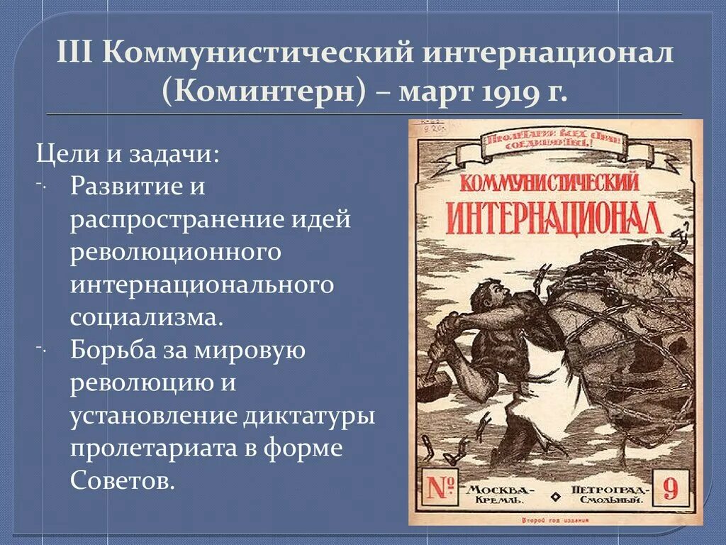 В каком году создан коминтерн. Коммунистический интернационал 1919. III Коммунистический интернационал (Коминтерн). Коммунистический интернационал задачи. Цели Коминтерна в 1919.