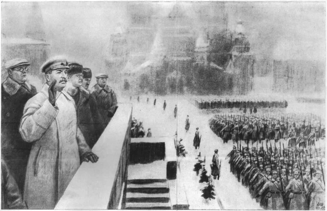 Парад 7 ноября 1941. 7 Ноября 1941 парад на красной площади Сталин. Парад на красной площади 7 ноября 1941. Сталин на трибуне мавзолея 7 ноября 1941 года. Парад во время войны