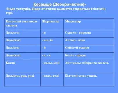 Времена глаголов казахский