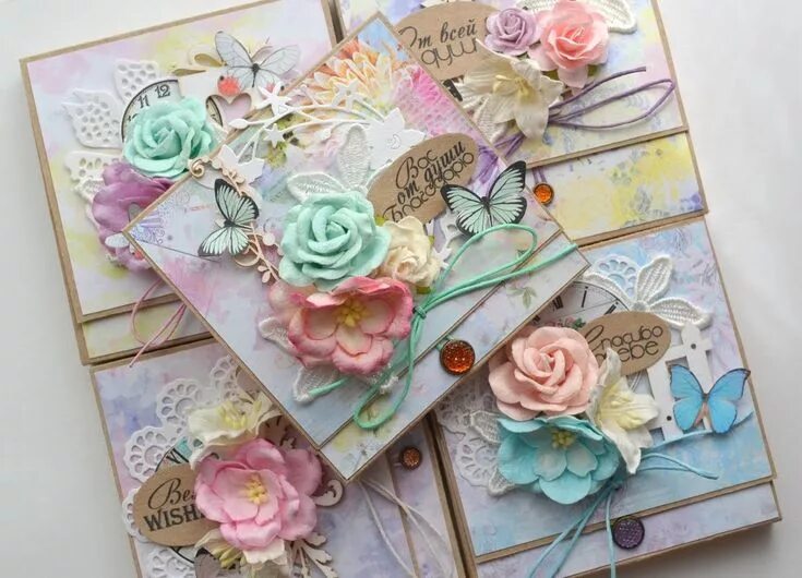 "Скрапбукинг открытки Floral wreath, Floral, Cards