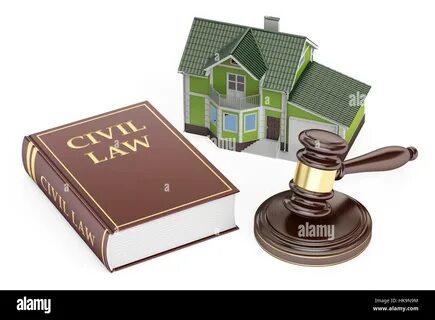 Civil law concept, house with gavel and book. 