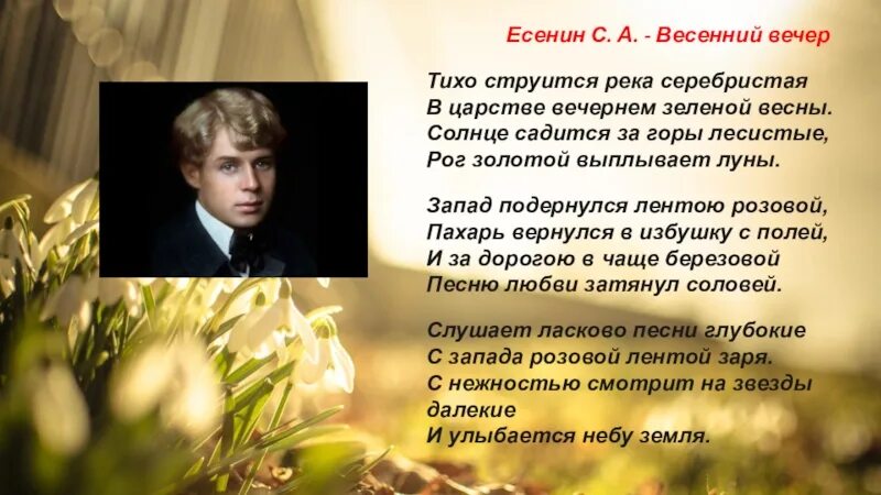 Тихо струится река серебристая. Весенний вечер Есенин. Есенин тихо струится река серебристая. Стихотворение весенний вечер. Есенин весенний вечер стих.