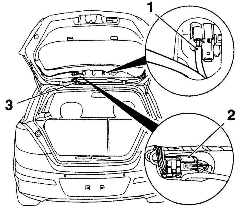 Opel Astra h - ремкомплект жгута задней двери. Opel Astra h замок багажника схема.