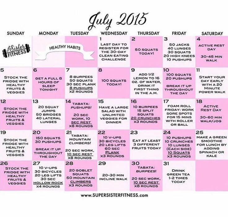 Таблица похудения на месяц New Printable Fitness Calendar Encouraged to be able to my own website, in thi
