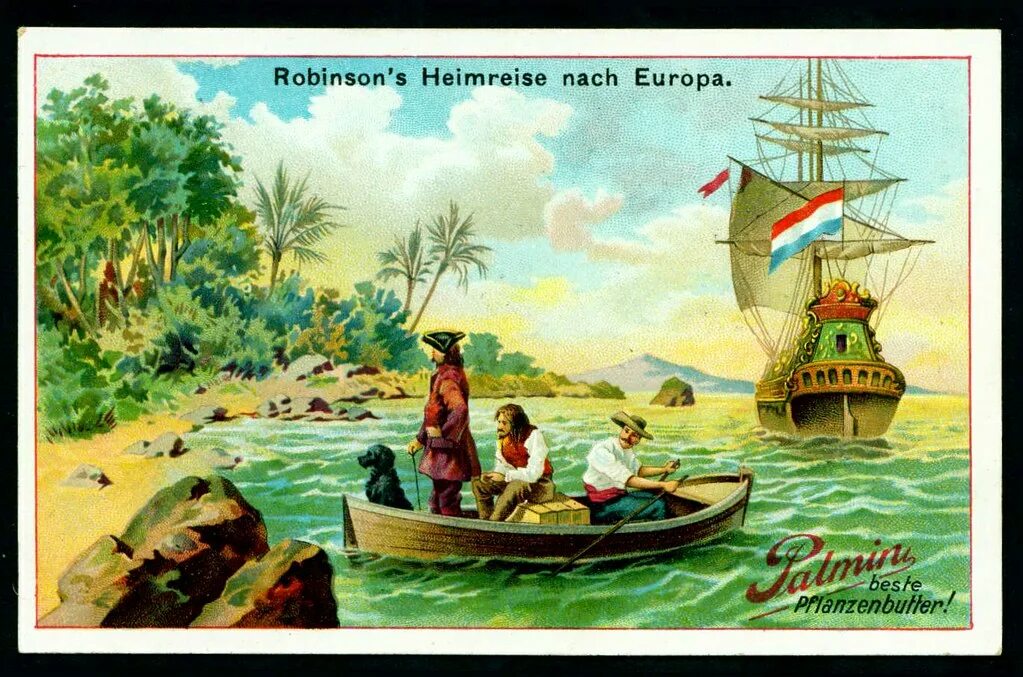 Корабль Робинзона Крузо. Спасение Робинзона Крузо с острова. Иллюстрация Робинзон Крузо и корабль. Остров Робинзона Крузо.