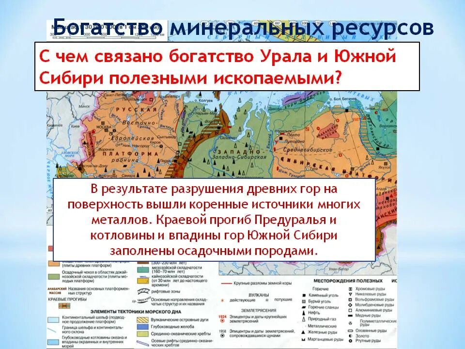 Природные ресурсы урала россии. Минеральные ресурсы Урала и гор Южной Сибири. Тектоническое строение Урала и гор Юга Сибири. Урал и горы Южной Сибири географическое положение. Полезные ископаемые Урала и Южной Сибири.