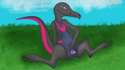 salazzle, nintendo, 16:9, 4k, absurd res, hi res, anthro, black body, femal...