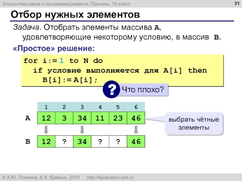 Массивы элементов класса