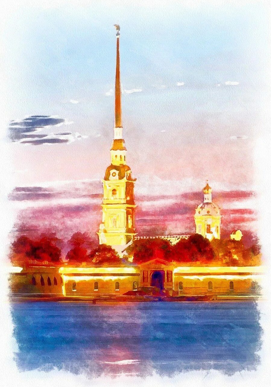 Иллюстрации санкт петербурга. Санкт-петербург адмиралтейство акварель. питер шпиль петропавловской крепости. петропавловская крепость акварель. петропавловская крепость в санкт-петербурге рисунок.