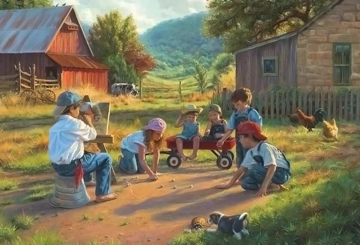 Художник Mark Keathley. Художник Mark Keathley деревенская жизнь. Спорили на даче у кого