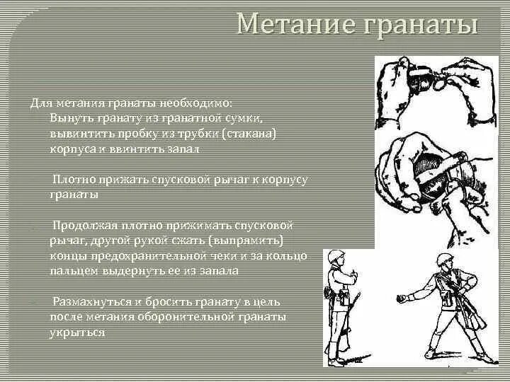 Метание гранаты. Бросок гранаты. Порядок метания гранаты. Для метания гранаты необходимо.