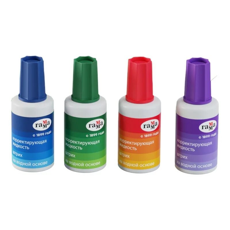 Штрих гамма. Штрих гамма. Корректирующая жидкость гамма "штрих". Штрих гамма. Корректирующая жидкость луч 20мл, кисточка, водная основа.