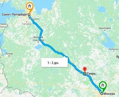 Расстояние от твери до питера на машине