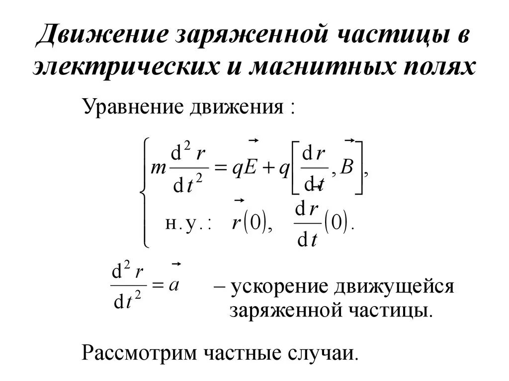 Как изменится ускорение заряженной пылинки. Движение заряженных частиц в магнитном и электромагнитном поле. Движение заряженной частицы в электрическом и магнитном полях. Уравнение движения заряженной частицы в электромагнитном поле. Формула движения частицы в магнитном поле.