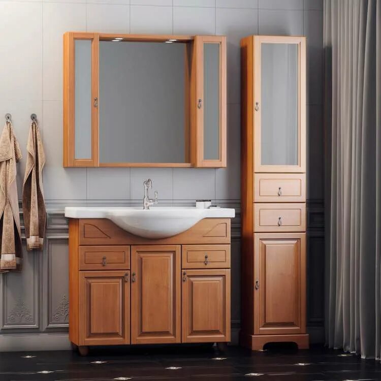 Мебель для ванной из массива Опадирис. Шкаф в ванную из массива. Зеркало в ванную массив Опадирис. Ванна мебель для ванной opadiris