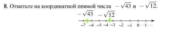 Отметьте на координатной прямой 8 корень 2