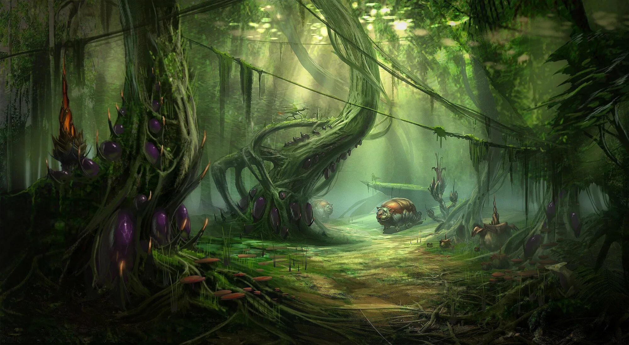 Natural concept. Фэнтези лес. Инопланетный лес. Инопланетные джунгли. Болота фэнтези.