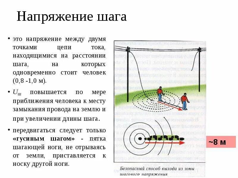 Сколько метров составляет зона шагового напряжения. Напряжение шага это напряжение между двумя точками. Шаговое напряжение. Напряжение между двумя точками цепи. Шаговое напряжение определение.