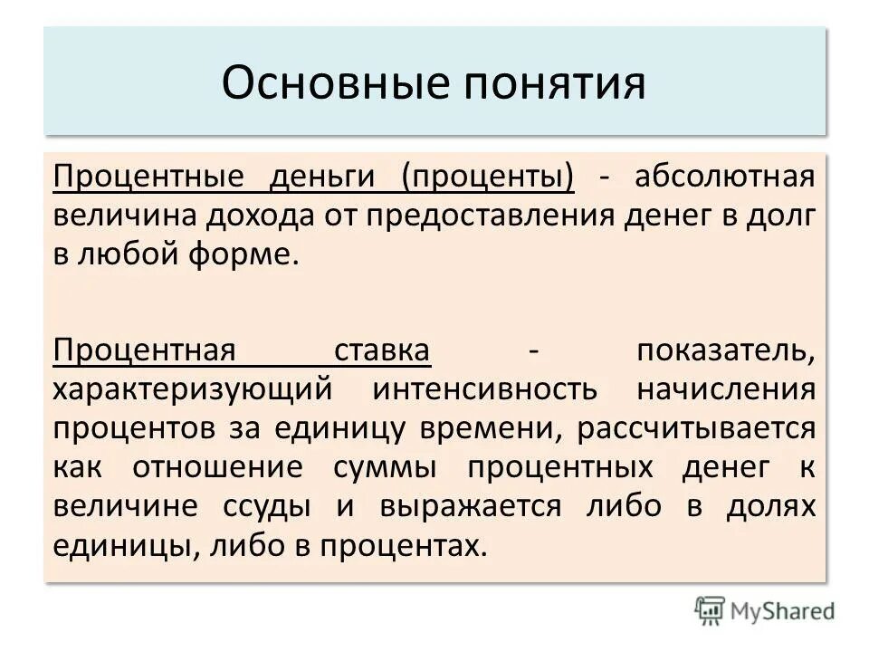 Формы предоставления денежных средств