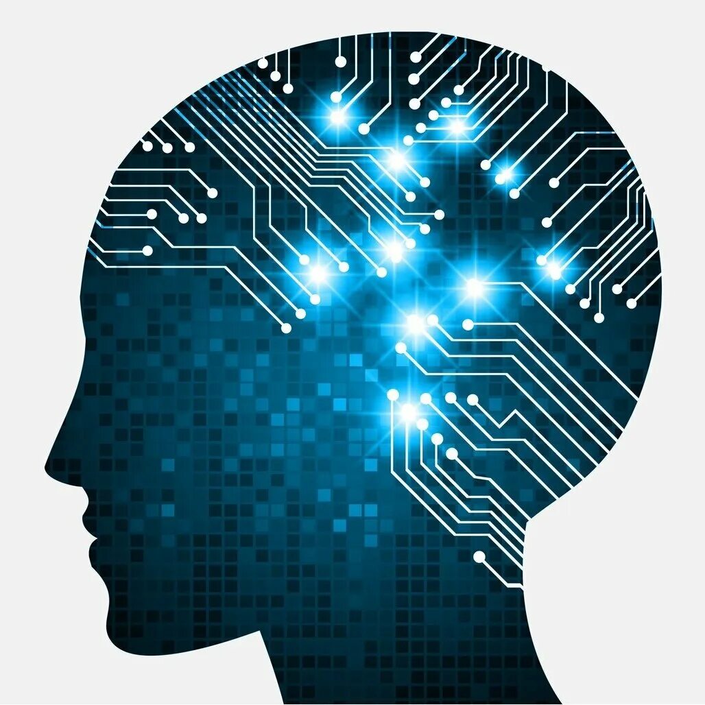 Artificial Intelligence (искусственный интеллект). Кибернетический мозг. Цифровой мозг. Искусственный интеллект иллюстрация.