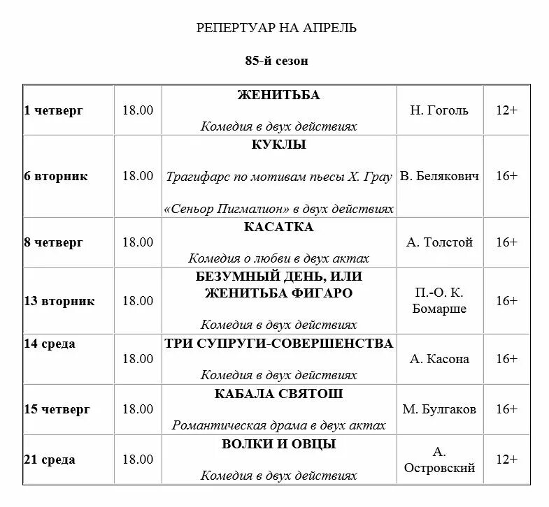 Театр тамбов афиша 2024. Белгородский театр репертуар. Репертуар театра. Театр им Щепкина Белгород. Репертуар на апрель.