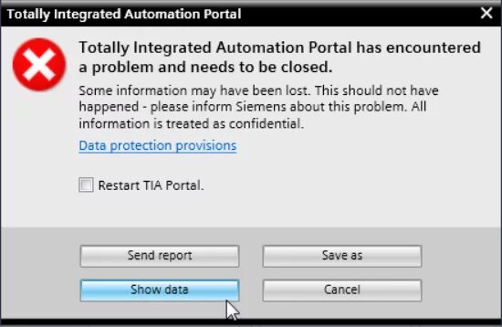 Тиа портал 15.1. The totally integrated Automation Portal has encountered a problem and needs to close. Удалить все программы Tia. Ошибка при обновлении 13v Tia Portal.