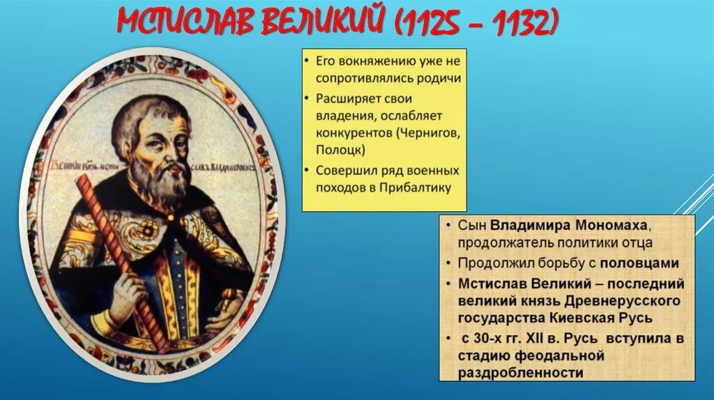 Внутренняя политика руси в 10 веке. Внешняя политика Мстислава Великого 1125-1132.