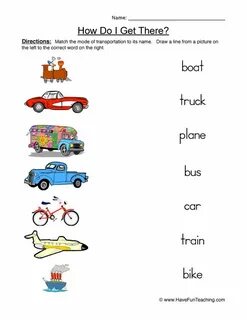 Transport worksheets for kids