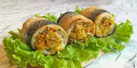 Рулетики из скумбрии с овощами