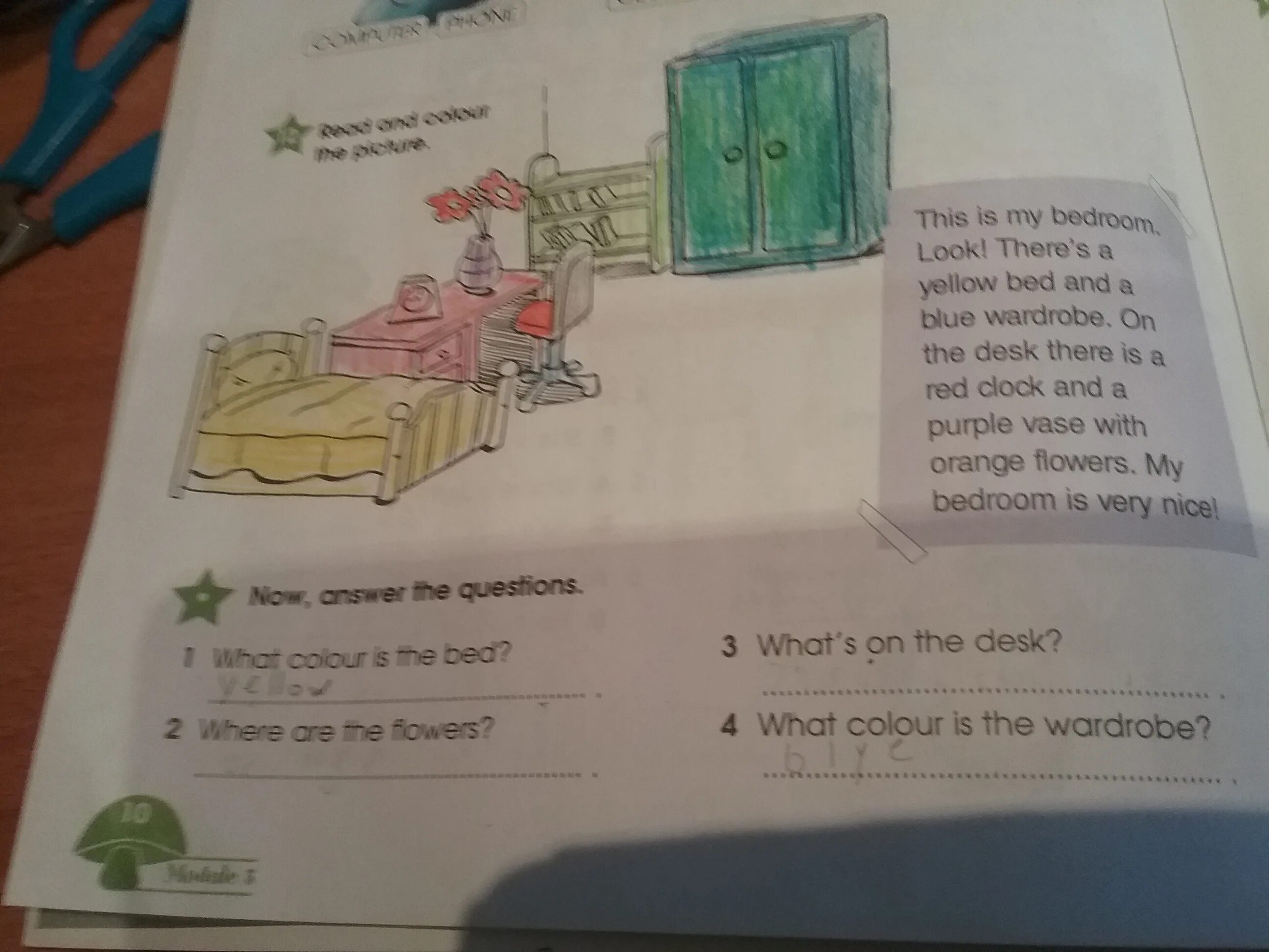 Larry s magic moments look and say. This is my Bedroom . Look there s a. Read and Colour this is my Bedroom look there. Look! There's a Yellow Bed and a Blue Wardrobe. Read and Colour this is my Bedroom look there s a Blue Bed and a Yellow Chair.