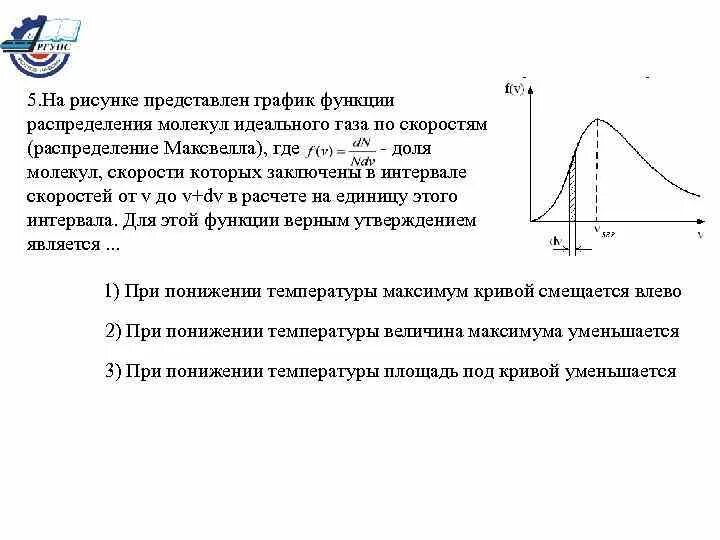 На рисунке представлены графики функций. График функции распределения молекул идеального газа по скоростям. График распределения молекул идеального газа по величинам скоростей. Функция распределения Максвелла для идеального газа. График распределения молекул идеального газа по скоростям.