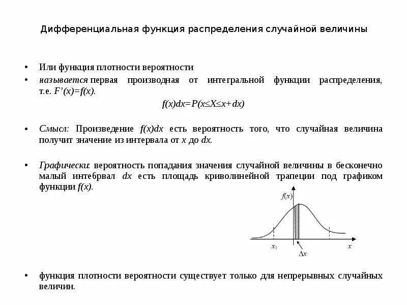 Ответы на дифференцированные функции. График дифференциальной функции распределения случайной величины x. Математическая статистика функция распределения. Плотность функции от случайной величины. Дифференциальная функция распределения вероятностей f(x) всегда.