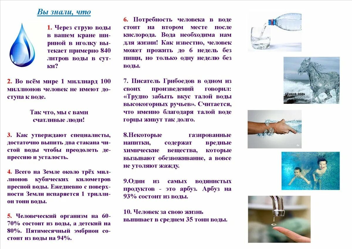 Информация воздухе и воде. Буклет на тему вода. брошюра про воду. памятка береги воду. буклет по воде.