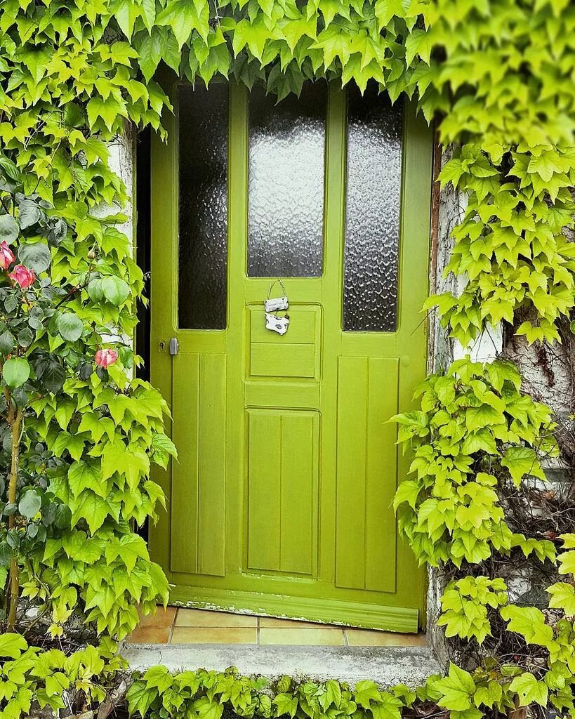 Зеленая входная дверь. Красивые двери. Зеленая входная дверь в дом. Дом с зеленой дверью.