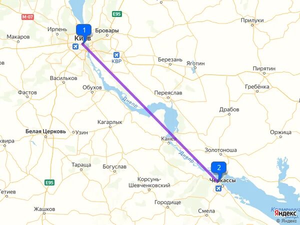 Сколько км до черкасс