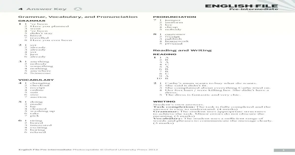 Pre intermediate test 4. 3 quick test english file pre-intermediate ответы. photocopiable oxford university press 2012. oxford university press 2012 pre-intermediate ответы. lifelines oxford university press photocopiable ответы.