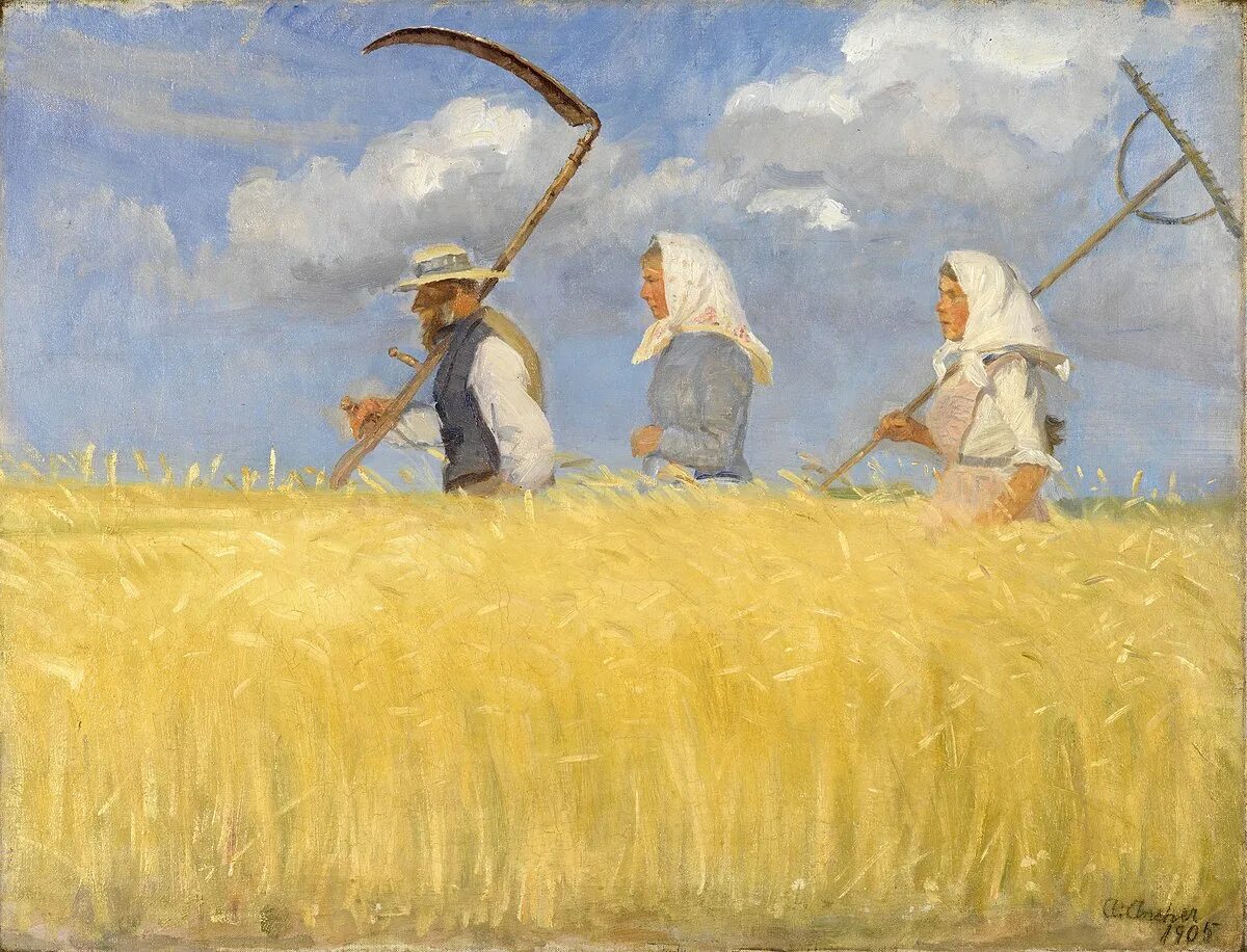 Мясоедов художник картины сенокос. Художник Anna Ancher (1859-1935). Мясоедов страдная пора Косцы. Жит ва