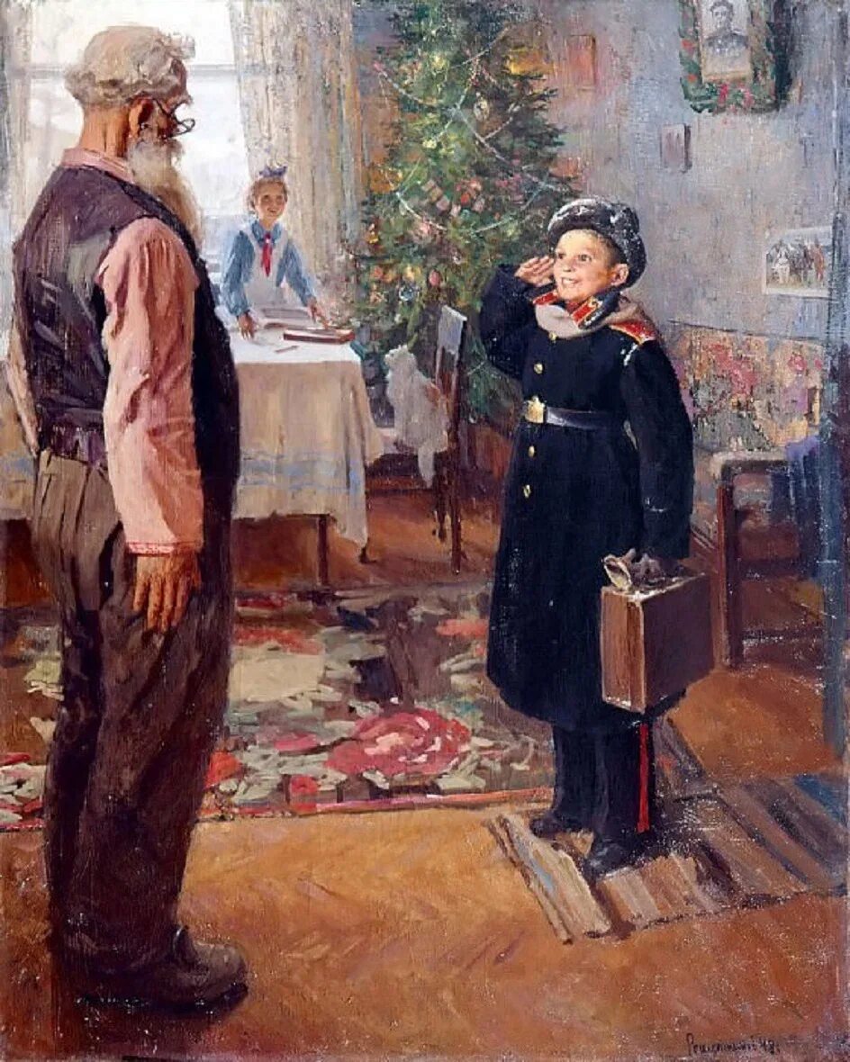 Ф Решетников прибыл на каникулы 1948. Ф. Решетникова "прибыл на каникулы".. Картина Федора Решетникова переэкзаменовка. Фёдор Павлович Решетников переэкзаменовка. Прибыл на каникулы описание