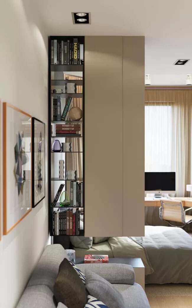 Стеллаж для разделения комнаты. Шкаф-купе разделяющий комнату. Зонирование комнаты. Перегородки шкафы для зонирования пространства в комнате. Зонирование комнаты шкафом.