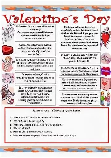 Valentine s day reading. Saint Valentine's Day Worksheets. St Valentine's Day reading. St Valentine's Day Worksheets.