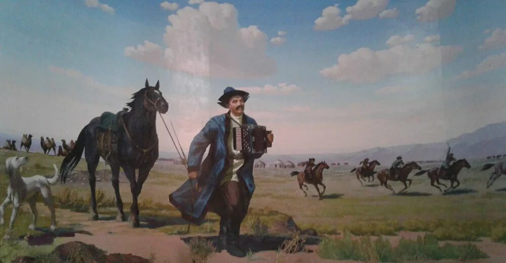 Черный бура ойлыбая казахская легенда. Коркыт ата легенда. Казахский акын на коне. Казахский инструмент кобыз. Казах из мультика.