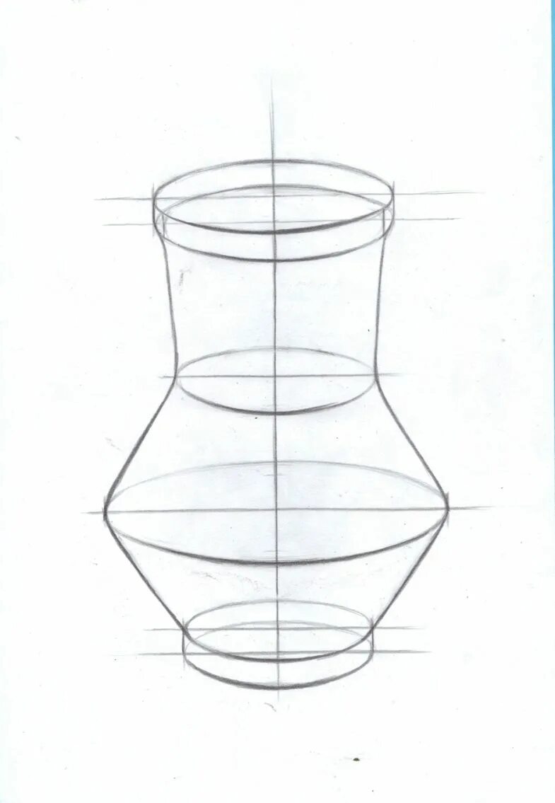 Построение вазы. Построение предметов. Кувшин карандашом. Эскиз вазы.