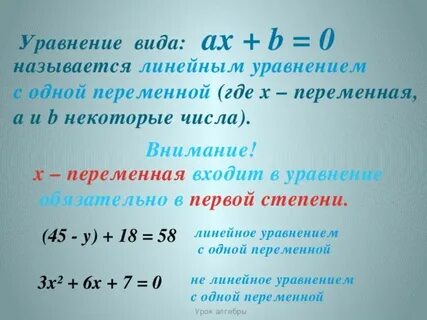 Что называется уравнением с одной переменной