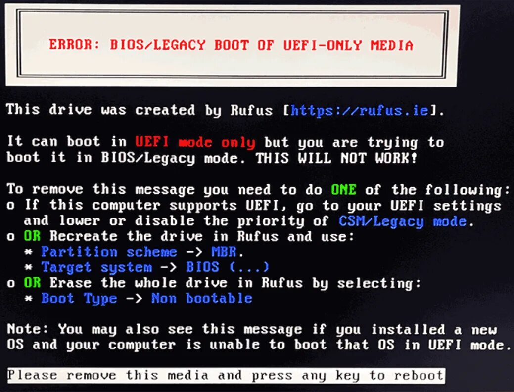 Ошибка Error: BIOS / Legacy Boot of UEFI-only Media. Error Legacy Boot of UEFI Media. Ошибка Error BIOS Legacy Boot. Error BIOS Legacy Boot of UEFI.