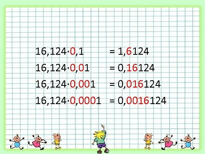 Как умножить десятичную дробь на 0 1. Умножение десятичных дробей на 0.1 0.01. Деление десятичных дробей на 0.1 0.001. Правила умножения на 0,001 десятичной дроби. Как умножить десятичную дробь на 0,001.