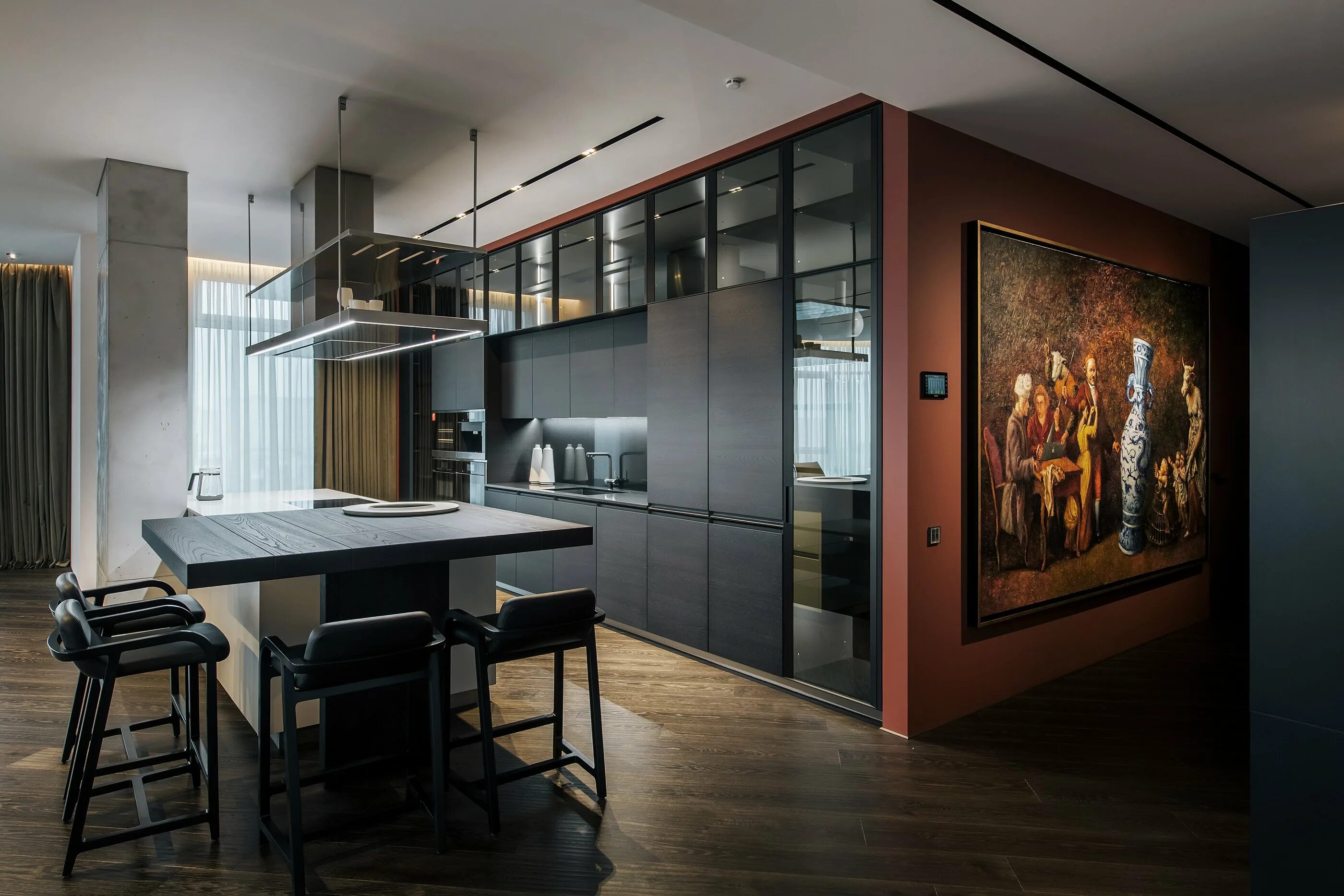 Дизайн квартиры круто сделали инженерку. Yodezeen architects патриаршие. интересный дизайн квартиры. дизайн студии в стиле модерн. дизайнеры yodezeen.